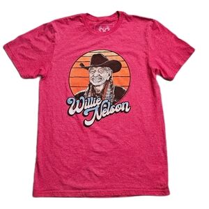 Willie Nelson Cowboy Hat Buck Wear T-Shirt Women Small Country Music Bravado Red